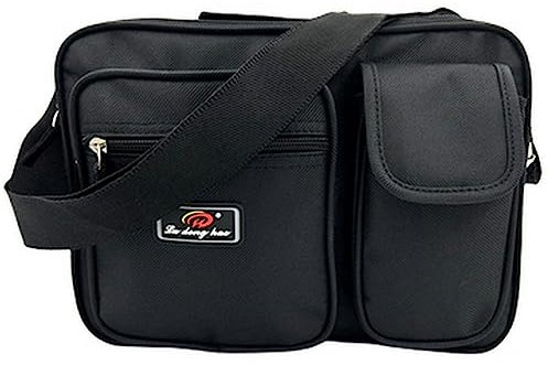 ayados Herren Umhängetasche XL Schultertasche Damen Tasche Flugbegleiter Sport Crossbody Kunstleder 6618 (Schwarz)