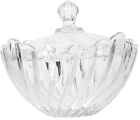 ORFOFE Clear Glass Glass Candy Jar Apothecary Bottles Home Candy Holder Sealed Containers for Food Snack Holder Food Containers with Lids Embossed Apothecary Jar Household