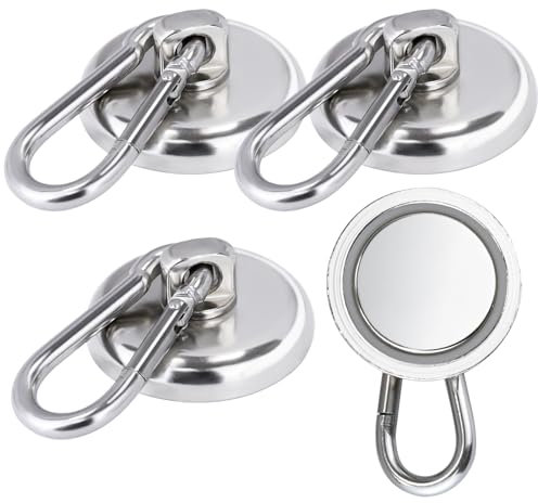 OCEUMAOA Ganchos Magnéticos 40kg Imanes Neodimio con Gancho 36mm Sin Perforación para Crucero Resistente Refrigerador Microondas Frigoríficos Cocinas Garajes Plateado 4Piezas