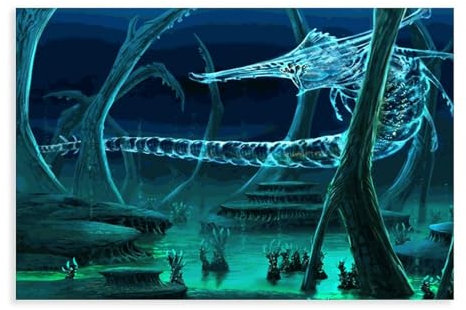 OakiTa Subnautica Poster auf Leinwand, Motiv: Meeresboden, Tiefsee-Spiel, Wandkunst, Dekordruck, Bild, Gemälde für Wohnzimmer, Schlafzimmer, Dekoration, ungerahmt, 50 x 75 cm