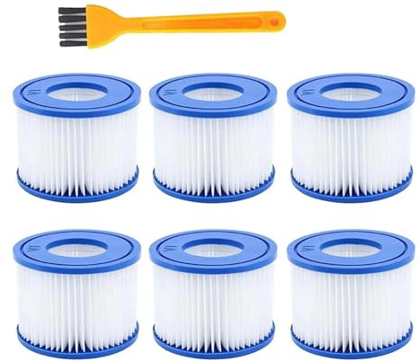 JrEam Ersatz-Schwimmbadfilter, passend for Filterkartusche der Größe VI Lay-Z-Spa – Miami Vegas Palm Springs Paris (Color : 6PCS)