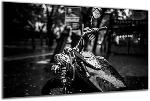 DARO Design - Wand-Bild auf 6mm HDF 84x56 cm Motorrad schwarz weiß - Wand-Deko Bilder Geschenk