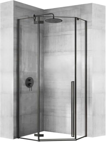 Rea DIAMOND BLACK Duschkabine 80X80x195 cm Transparentes gehärtetes Sicherheitsglas 6 mm (Schwarz) Ohne Duschwanne