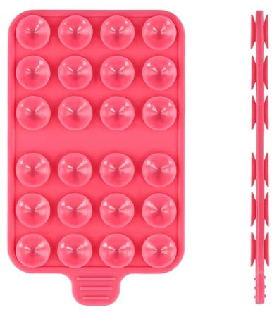 PEUTIER Double-Sided Suction Cup Phone Mount, Silicone Suction Phone Case Adhesive Sticky Phone Grip Hands-Free Phone Grip Silicone Phone Holder for iPhone & Android, Single Pack (Rose Red)