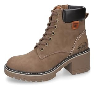 Dockers by Gerli Damen Combat Boots, Frauen Stiefeletten,warm gefüttert,schnürstiefel,Winterstiefel,Winterschuhe,Stiefel,Taupe,36 EU
