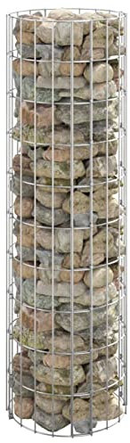 Iiaky Gabionen-Säule Rund Verzinkter Stahl Ø30x100 cm Gabione Steingabionen Steinkorb Gabionen Wand Drahtkorb Draht Mauer