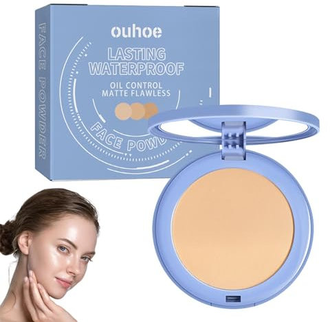 Polvo Larga Duración - 8g Polvo Mate Cara Beige Polvo Prensado Facial, Polvo Fijador Mate, Polvo Compacto Resistente Al Agua De Larga Duración, Polvo De Acabado Impermeable Maquillaje En Polvo