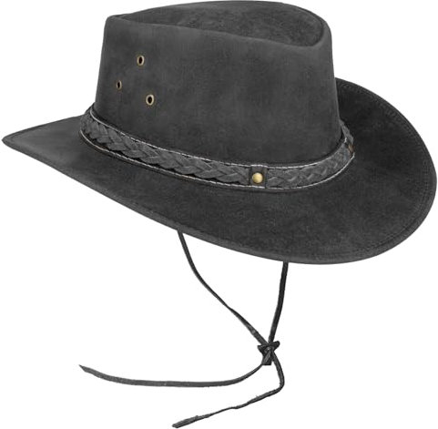 Pamposh Cowboy Hat Women Men Real Leather Western Style Wide Brim Cowgirl Hat Shapeable Lightweight Handcrafted Durable Bush Hat