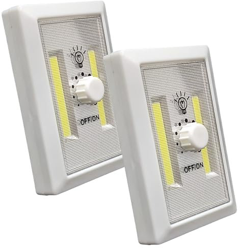 Jandei – Pack 2x Luces Nocturnas LED 110-120 Lúmenes. Iluminación Auxiliar de Pasillo, Dormitorio, Salón, Cocina, Armario - Funcionan con Pilas AAA no incluidas (Sensor/Regulador)