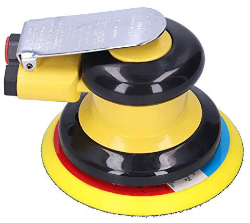 Ponceuses Orbitales Aléatoires, Ponceuse Circulaire Pneumatique avec Poignée en Caoutchouc, Polisseuse Pneumatique 5 Pouces 10 000 Tr/min pour Bois, Métal, Fibre de Verre