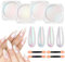 SIUSIO 4Colors Chrom Nagelpulver Metallische Spiegel Glitter Effekt Pigment Iridescent Aurora, Mermaid Pearl Staub Kit für Gel Polish Nail Art Dekoration, Harz Handwerk-bunter TraumDream