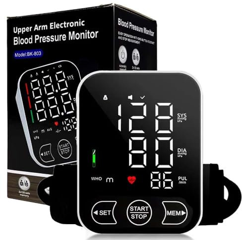 Blutdruckmessgerät, Blutdruckmessgerät mit 2x120 Speicheraufzeichnungen, Arm Blutdruckmaschine Sprachübertragung, Blutdruckmaschine für den Heimgebrauch, Manschette 22-32cm