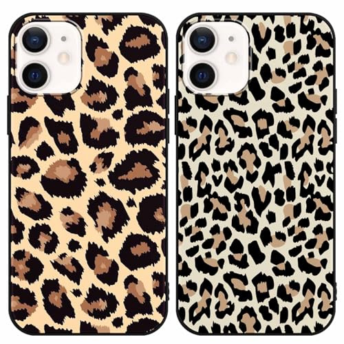 Yoedge 2 Stück HandyHülle für iPhone 12 Mini Hülle 5,4, Schutzhülle für iPhone 12 Mini Case 3D Buntes Leopard Muster Design Aesthetic Mädchen Junge Geschenk Weich TPU Silikon Stoßfest Cover