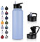 UMBFUN Edelstahl Trinkflasche - 1.2L - mit Strohhalm,Auslaufsicher,Kohlensäure Geeignet,BPA frei Thermosflasche(+2 Deckel) Vakuum Doppelwandisolierung für Sport,Reisen,Camping,Schule,Fahrrad,Gym
