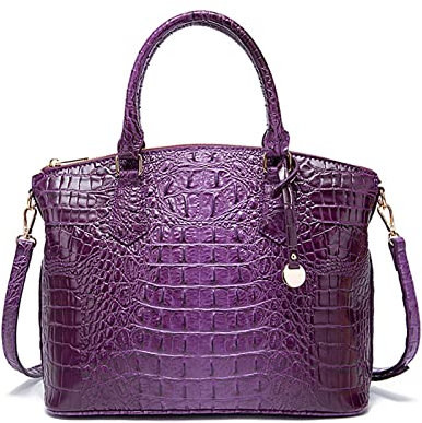 NICOLE & DORIS Handtasche Damen Mittelgroß Kroko Handtaschen Elegante Schultertaschen Lackleder Henkeltasche Umhängetasche Tote Tasche für Büro Shopper Reisen Dunkelviolett