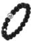 Hernin Perlen Ringe Damen Elastisch Naturstein Stretch Ring Kristall Perlen Ringe mit Goldperle Naturstein Perlen Ring Anti Stress Ring Elastischer Ring Bunt Stapelbar Ring Damen Mädchen (Schwarz)