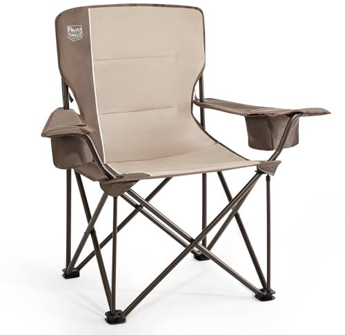 TIMBER RIDGE XXL Campingstuhl Faltbar 200KG Belastbar Übergröße Bequem Gepolster Klappstuhl Camp Garten Balkon Strand Camping Stuhl Sessel Gartenstuhl Anglerstuhl Regiestuhl