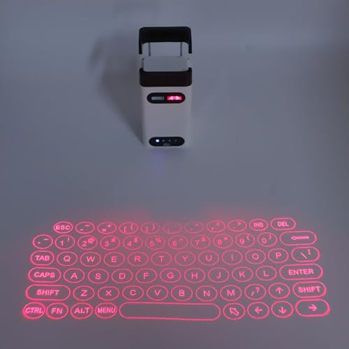 Drahtlose Projektions Bluetooth Virtual Tastatur, Tragbare Tastatur in Voller Größe, 2600 mAh Projektionstastatur mit Telefonständer, Mobile Stromversorgungsfunktion für Android