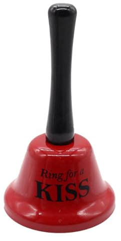 Klingel aus Metall: Neuartige Handglocke mit lustigen Texten | Ring für einen Kuss, ein Lächeln oder ein Bier | Ideal für , Restaurants, Hochzeitsveranstaltungen und Partydekorationen