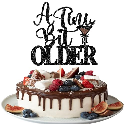 SYKYCTCY 1 Pack A Tini Bit Older Cake Topper Glitter Espresso Martini Birthday Cake Pick Weenies Tinies Martini Bachelorette Cake Decoration for Martini Tiny Bar Party Birthday Supplies
