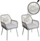 Mendler 2er-Set Gartenstuhl HWC-O12, Outdoor Sitzpolster Aluminium Seilgeflecht Rope - grau, Bezug grau
