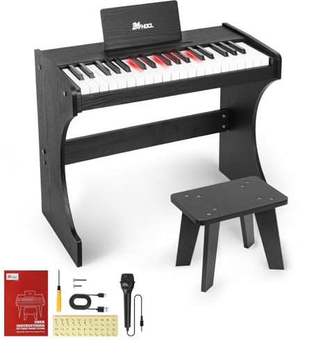 Kids Keyboard 37 Keys Digital for Kids, Mini Music Educational Instrument Piano Toy, Wood for Toddlers Girls Boys (Black)