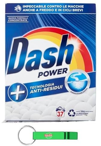 6x Dash Power Detersivo Lavatrice In Polvere, Waschmaschinen-Waschmittel Pulver, Anti-Rückstands-Technologie, 37 Waschgänge 1850G + Beni Culinari Kostenloser Schlüsselanhänger