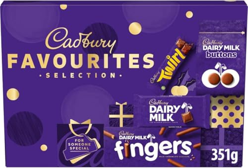 Cadbury Favourites Chocolate Selection Box, Perfect Stocking Filler Gift, Includes 4 Chocolate Bars & Bags, Perfect for Gifting, 351 g (Pack of 1)