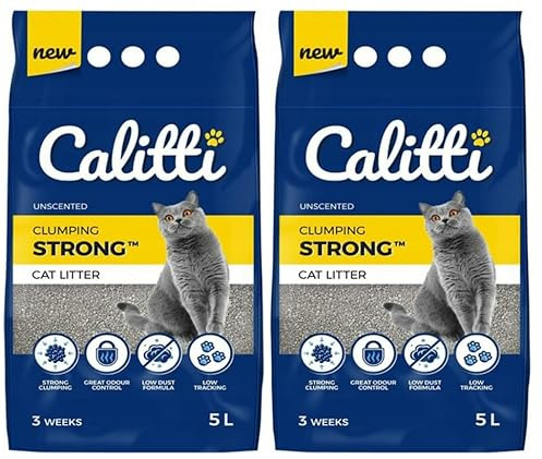 Calitti Strong Unscented Stark Bentonit Unparfümiert Kaztenstreu klumpenbildend 2x5l