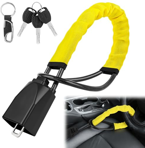 URAQT Steering Wheel Lock, Car Seat Belt Lock, Universal High Visibility Car Locks Anti Theft Device with 3 Keys, Double Car Anti Theft Device, Suitable for Cars, SUV, Truck, Jeep, Van, and RV