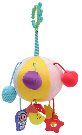 DGLDCSHUAI Baby-Sensorspielzeug, Greifball, Rassel, geometrisches Muster, Stoffball, Cartoon-Hängespielzeug für Babybett und Auto