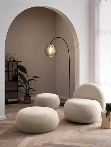 DOMO. collection Sessel Tolima, Polstersessel, rund, Füße mit Filzgleitern, Armsessel, 73 x 75 x 76 cm (BxTxH), Webstoff in Taupe