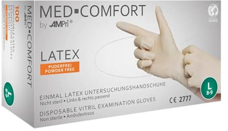 Med-Comfort Latex Einmalhandschuhe, puderfrei, Gr. XL