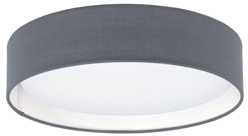 EGLO LED Deckenlampe Pasteri, 1 flammige Textil Deckenleuchte | Material: Stahl, Stoff, Kunststoff, Farbe: Grau, weiß, Ø: 32 cm