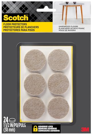 Scotch SP804-NA Felt Pads, Beige, 1.5 Round | Protecting Hardwood Floors, Easy-to-apply, Self-Stick design, Reliable protection from nicks, dents and scratches (SP804-NA)