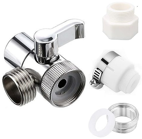 Brass Sink Valve Diverter Faucet Splitter - Kitchen or Bathroom Sink Faucet to Hose Adapter - M22 x M24 (Style A)