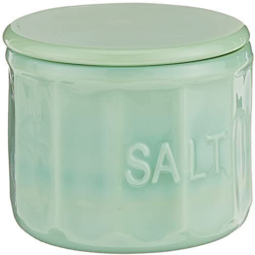 Tablecraft Salt Cellar with Lid, 3.75 x 3.75 x 3.125, Green