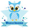Samunshi® Blaue Eule Wandtattoo Türschild mit Name personalisierbar Kinderzimmer Türaufkleber Baby Wandaufkleber - 50x43cm mehrfarbig