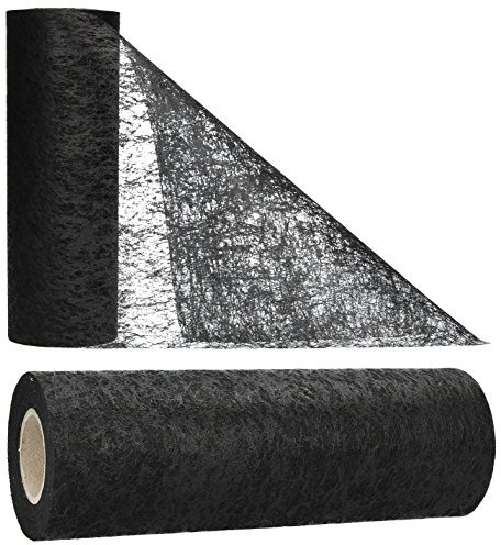 AmaCasa Tischläufer Schwarz (23 cm x 25 m) – Hochwertiges Vliesband für stilvolle Tischdekoration bei Hochzeiten, Geburtstagen & besonderen Anlässen
