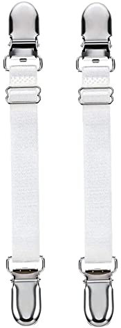 Ericotry 1 paire (2 pièces) multi-fonctions réglables élastiques porte-jarretelles avec sangles et clips pour bas (style I blanc)