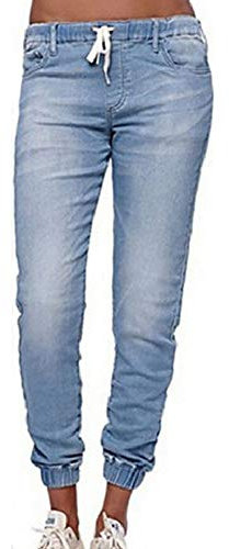 Morbuy Jean Femme Taille Haute Grande Taille, Stretch Skinny Slim Sexy Déchiré Troué Crayon Pantalons Droit Bootcut Push Up Boyfriend Denim Pants Casual Rétro (L, Bleu Clair)