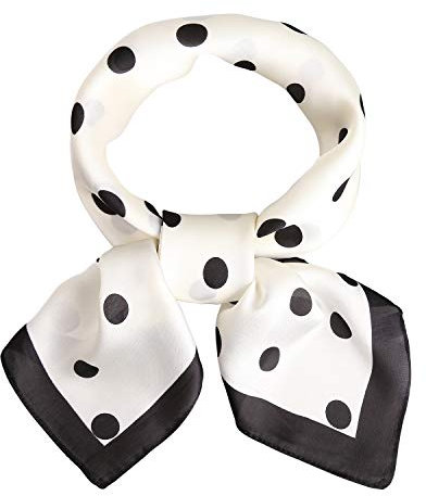 SOJOS Bandana Nicki-Tuch Damen Halstuch Kopftuch Seidentuch mit Polka Dot 70 x 70 Weiß