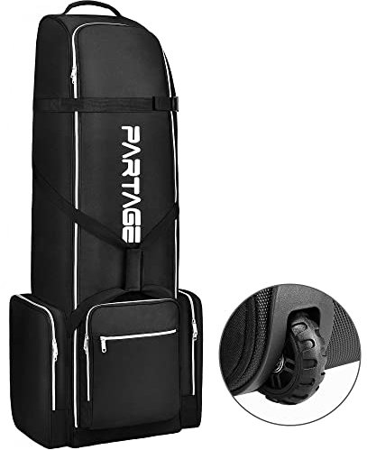Partage Golf-Reisetasche mit Rollen, Golf-Reisetasche für Fluggesellschaften, Schwarz, Schwarz