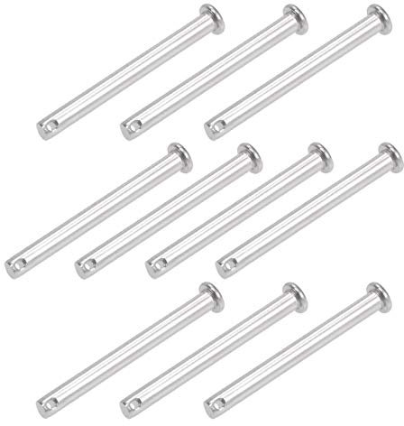sourcing map Single Hole Clevis Pins - 6mm X 60mm Flat Head 304 Stainless Steel Link Hinge Pin 10Pcs