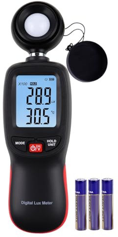 Digital Light Meter Illuminance 200,000 Foot Candle/Lux Temperature Tester Data Storage