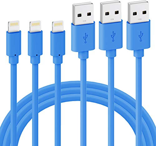 Quntis Lot de 3 Câble Chargeur iPhone MFi Bleu 2M, Câble Lightning pour iPhone 11 Pro Max / 11 Pro / 11 / XS Max/XR/XS/X / 8/8 Plus / 7/6 / 5 / Se/iPad Air