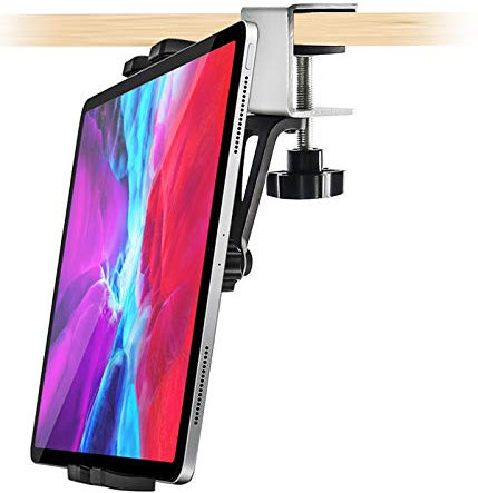 woleyi Kitchen Cabinet Tablet Mount, Easy-Install Under Cabinet Tablet Clamp Holder Stand for iPad Pro/Air/Mini, Galaxy Tab/Z Fold, Fire HD, Surface Pro, Switch, iPhone, 4-13 Cell Phones and Tablets