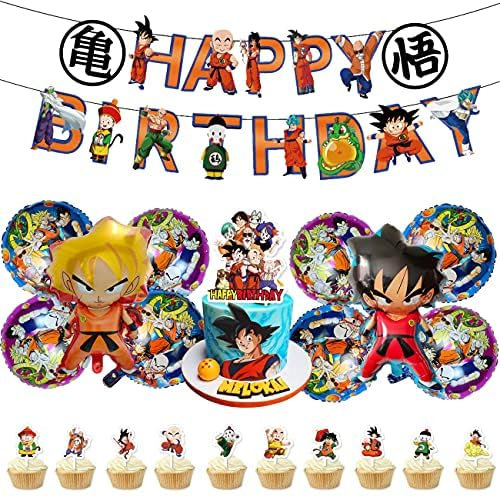 Cartoon Dekorationen Kit - Miotlsy 22 Stück Cartoon Happy Birthday Banner Cake Topper Aluminiumfolie Luftballons Deko für Kinder Geburtstag Party Dekorationen