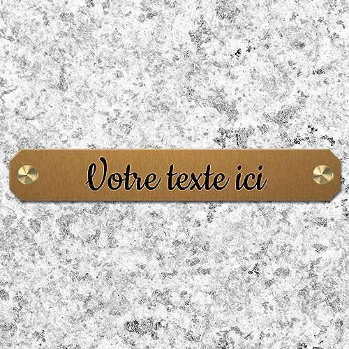 Placa funeraria grabada personalizada de 1 a 2 líneas, 14 x 2,2 cm, perforada autoadhesiva, oro
