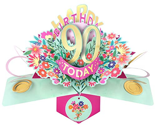 Happy 90th Birthday 90 Today Pop-Up Greeting Card Love Kate's Pop Up Cards Her POP215MC90